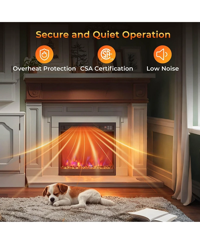 Costway 18" Electric Fireplace Insert Recessed 1500W Fireplace Heater with Remote Control