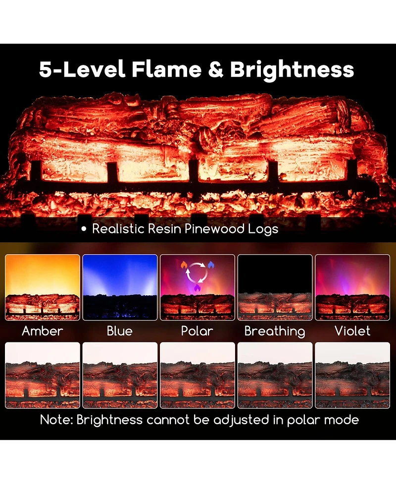 Costway 23 Inch Electric Fireplace Heater Fireplace Logs Inserts Infrared Quartz Heater