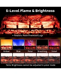 Costway 23 Inch Electric Fireplace Heater Fireplace Logs Inserts Infrared Quartz Heater