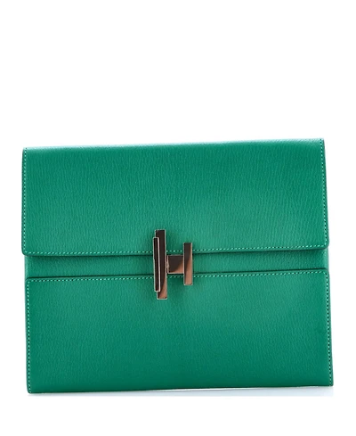 Pre-Owned HERMES Cinhetic Clutch Chevre Mysore
