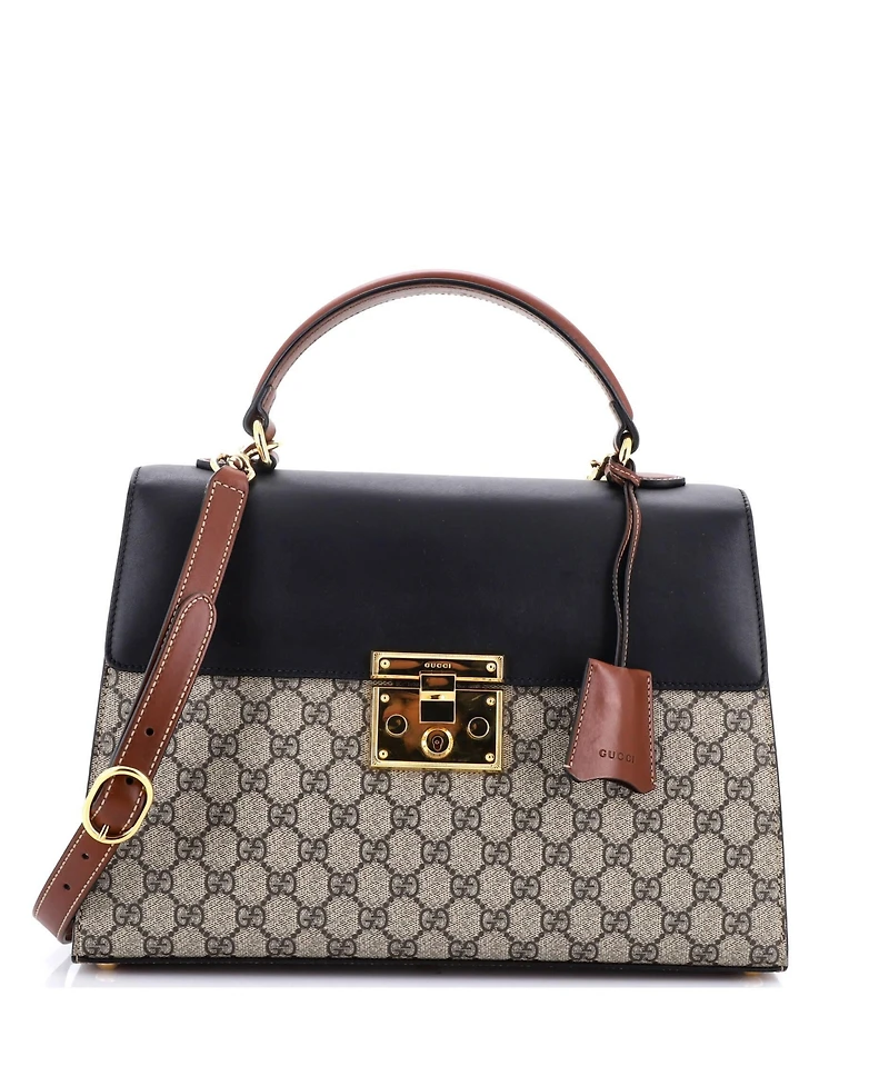 Pre-Owned Gucci Medium Padlock Top Handle Bag Gg Coated Canvas and Leather
