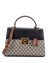 Pre-Owned Gucci Medium Padlock Top Handle Bag Gg Coated Canvas and Leather