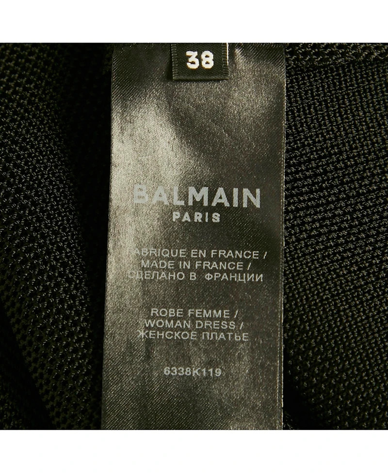 Pre-Owned Balmain Women's Mesh Knit Button Detail Mini Dress