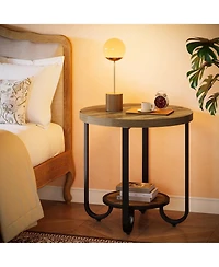 Slickblue Modern 2 Tier Round Side Table with Curved Metal Frame