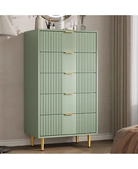 homfan Fluted Dresser with 4/5/6 Drawers, Modern Wood Storage Chest Metal Handles for Bedroom, Living Room, Hallway, or Entryway