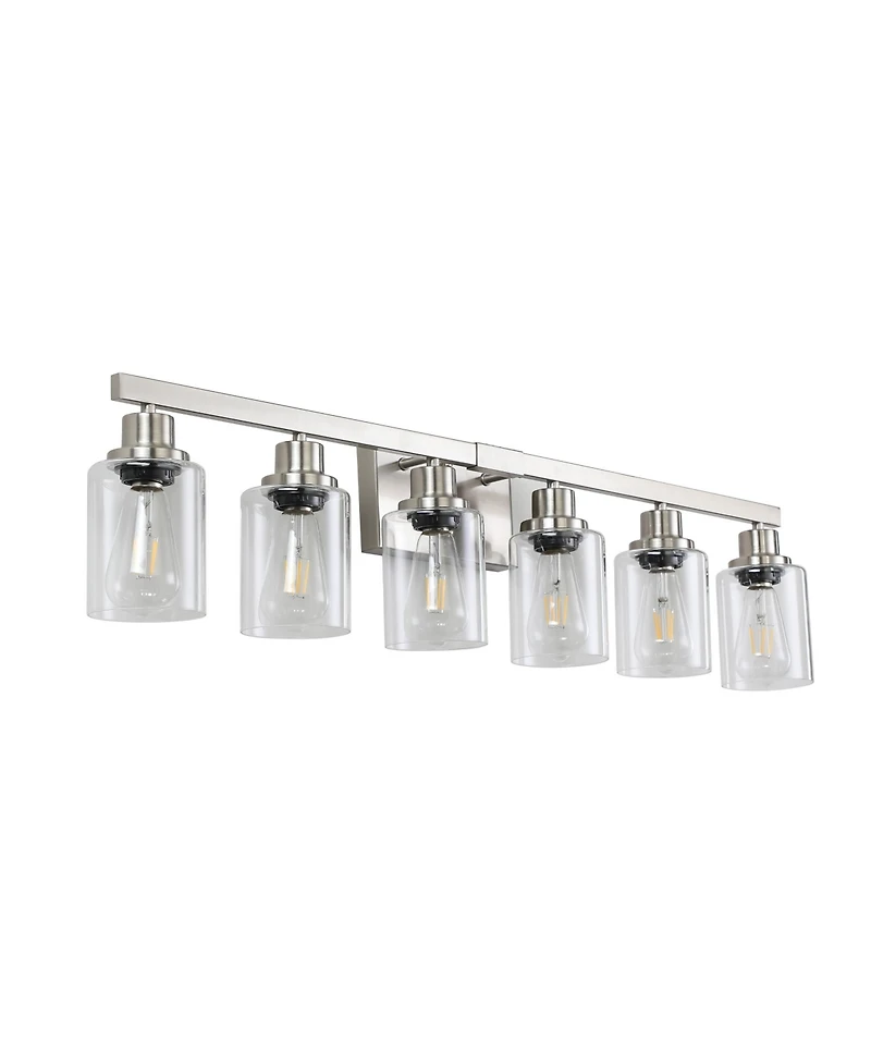 Busdays 37 Inch Modern 6 Light Bathroom Vanity Light Fixture Brushed Nickel Finish Clear Glass Shades for Bathroom Vanity Dressing Area No Bulbs