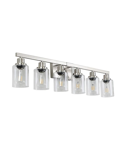 Busdays 37 Inch Modern 6 Light Bathroom Vanity Light Fixture Brushed Nickel Finish Clear Glass Shades for Bathroom Vanity Dressing Area No Bulbs