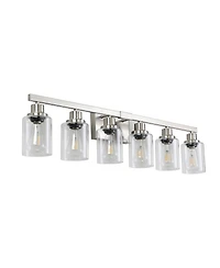 Busdays 37 Inch Modern 6 Light Bathroom Vanity Light Fixture Brushed Nickel Finish Clear Glass Shades for Bathroom Vanity Dressing Area No Bulbs