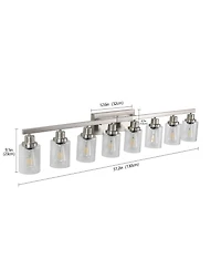 Busdays 51 Inch Modern 8 Light Bathroom Vanity Light Fixture Brushed Nickel Finish Clear Glass Shades for Bathroom Vanity Dressing Area No Bulbs