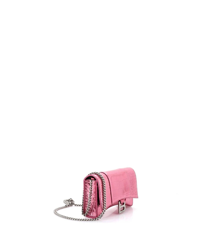 Pre-Owned Balenciaga Hourglass Chain Wallet Embossed Leather