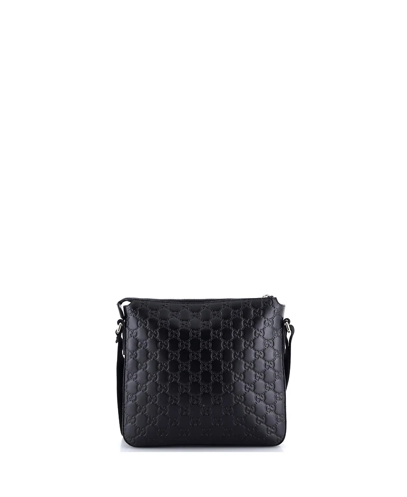 Pre-Owned Gucci Small Signature Zip Messenger Bag Guccissima Leather