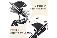 Kinder King Cozi 2 Convertible Baby Stroller, Folding High Landscape Design with Adjustable Canopy and Diaper Bag,