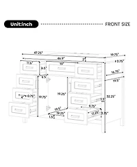 Sillysis 47 Inch Bathroom Vanity Cabinet, Freestanding Storage with Soft Close Drawers, Solid Wood Base for Modern Bathroom