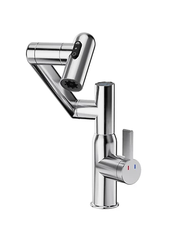 Phying Chrome Bathroom Sink Faucet with Spray Function and Temperature Display for Anti-Skid Switch and Hot and Cold and 360degree(s) Rotary