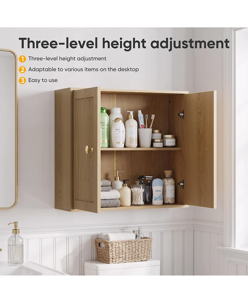 Phying Wall Mounted Bathroom Cabinet Double Door Medicine Cabinet Multipurpose Storage Cabinet for Bathroom Restroom and Hallway