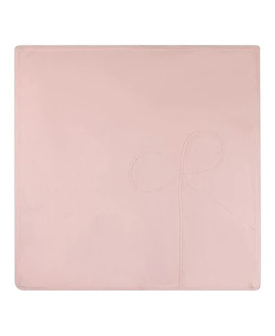MeMoi Baby Girls 100% Cotton Fine-Gauge Knit Blanket with Tonal Knit Bow