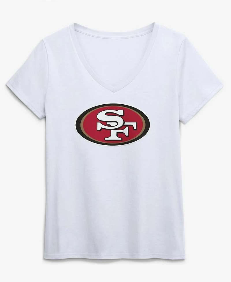 Logo Athletic Women's White San Francisco 49ers Primary Logo V-Neck T-Shirt