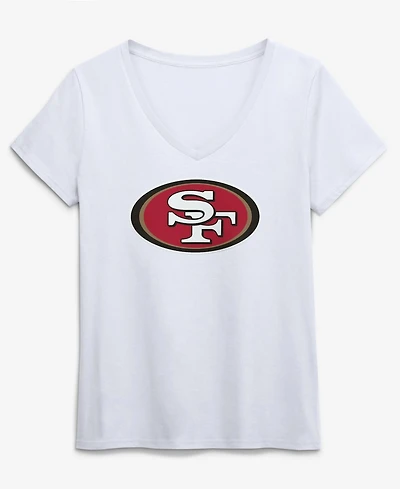 Logo Athletic Women's White San Francisco 49ers Primary Logo V-Neck T-Shirt