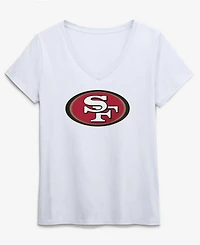 Logo Athletic Women's White San Francisco 49ers Primary Logo V-Neck T-Shirt