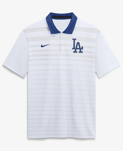 Nike Men's White Los Angeles Dodgers Vapor Striped Dri-fit Polo Shirt