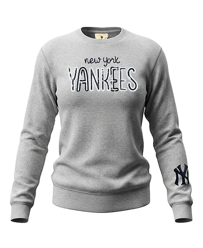 Soft As A Grape Women's Heather Gray New York Yankees Nantucket Sequin Fleece Sweatshirt