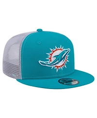New Era Men's Aqua Miami Dolphins Core Team 9FIFTY Trucker Snapback Hat