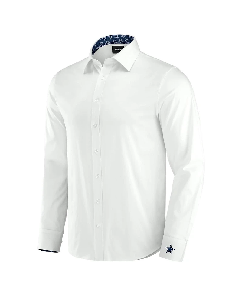 J. Palmer Men's White Dallas Cowboys Man-In-Motion Long Sleeve Button-Up Dress Shirt