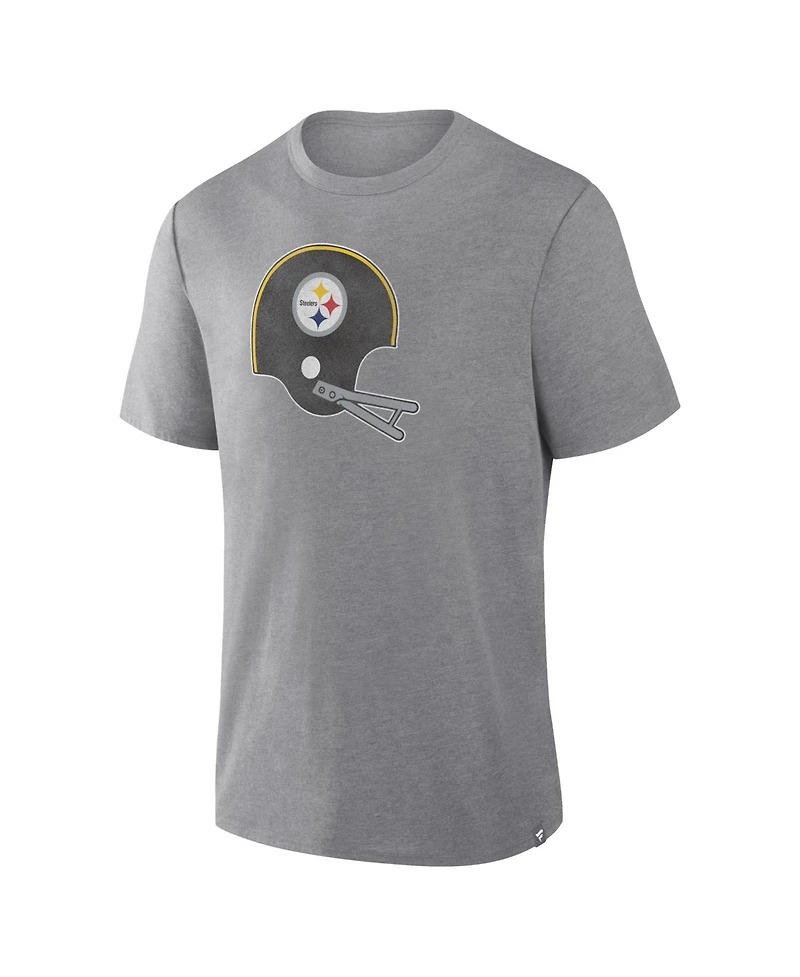 Fanatics Men's Heather Gray Pittsburgh Steelers Vintage Heritage Tribute Tri-Blend T-Shirt