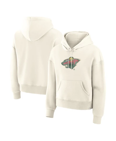 Fanatics Women's Cream Minnesota Wild Distressed Logo Hoodie