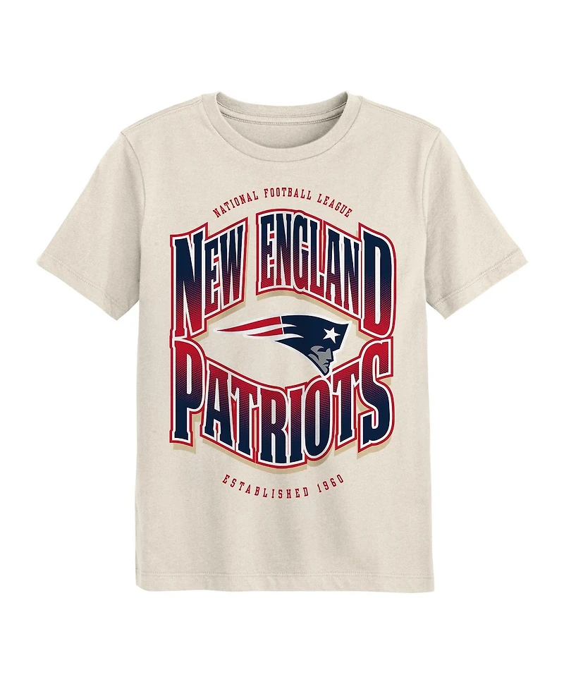 Outerstuff Big Boys and Girls Cream New England Patriots Huddle T-Shirt