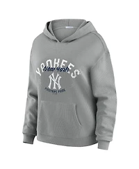 Wear by Erin Andrews Women's Gray New York Yankees Plus Waffle-Knit Long-Sleeve Hoodie Lounge Pant Set