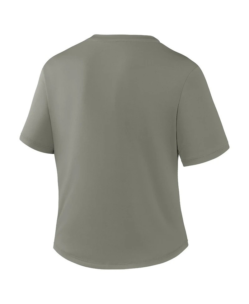 Nike Women's Olive Los Angeles Dodgers One Twist Dri-fit Cropped T-Shirt