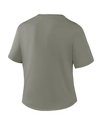 Nike Women's Olive Los Angeles Dodgers One Twist Dri-fit Cropped T-Shirt