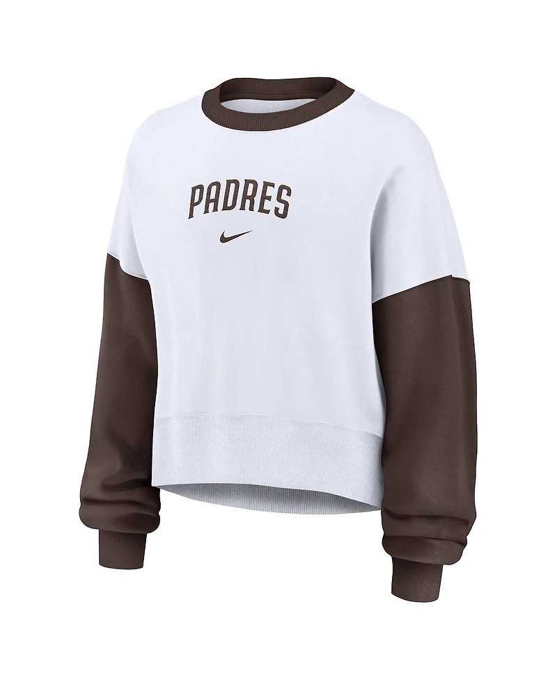 Nike Women's White/Brown San Diego Padres Oversized High Hip Fleece Sweatshirt