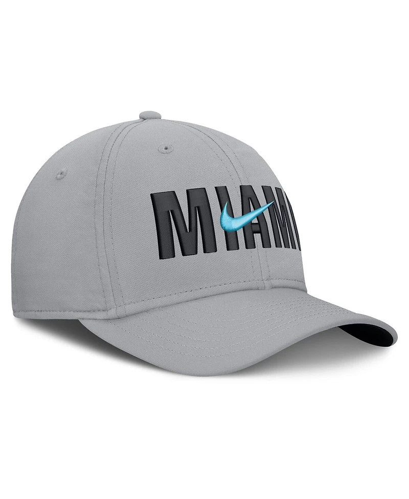 Nike Men's Gray Miami Marlins Primetime Rise Dri-fit Flex Hat