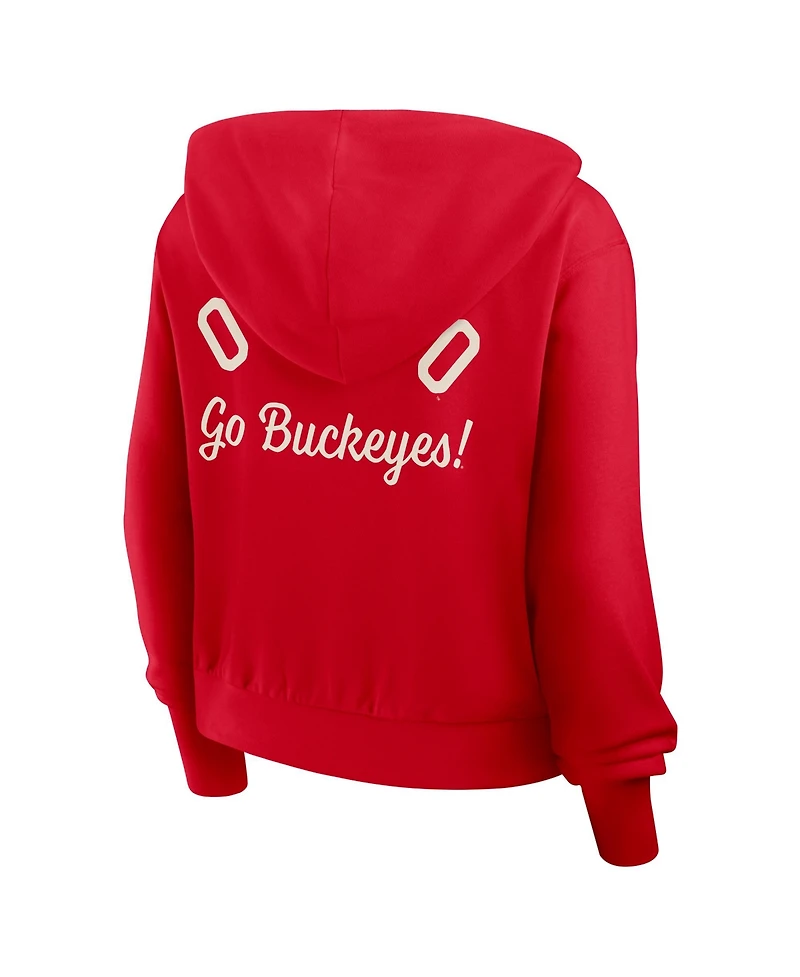 Nike Women's Scarlet Ohio State Buckeyes Mantra Cropped Full-Zip Hoodie