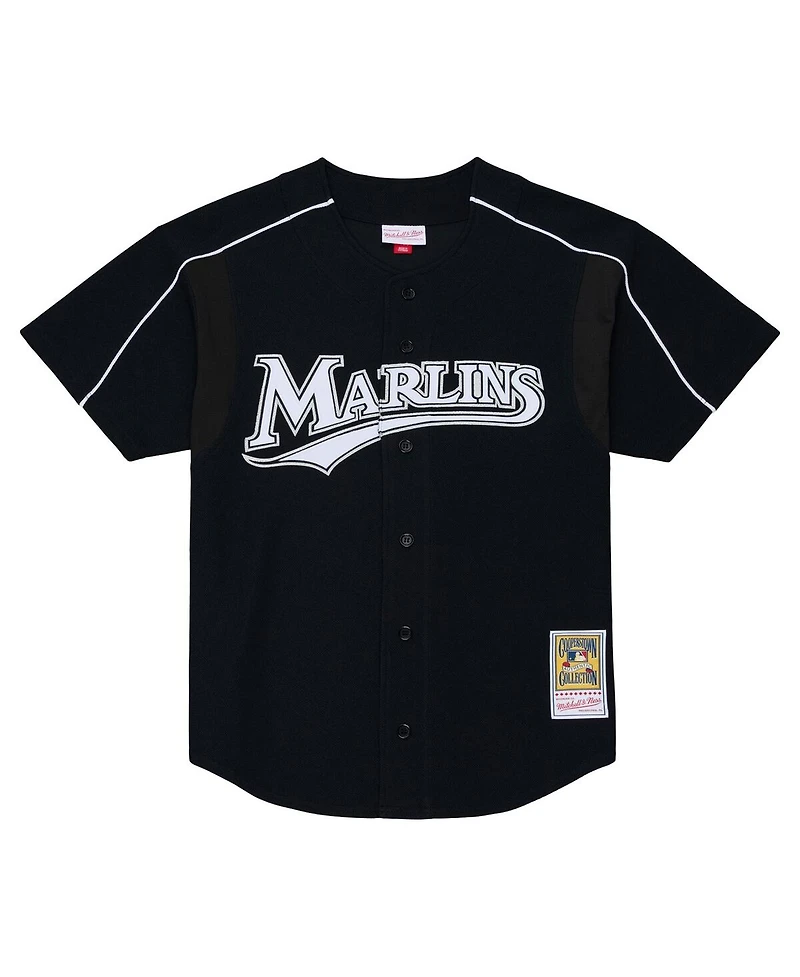 Mitchell & Ness Men's Miguel Cabrera Black Florida Marlins 2003 Cooperstown Mesh Batting Practice Button-Up Jersey