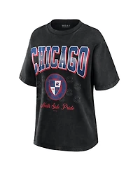 Wear by Erin Andrews Women's Black Chicago Cubs Oversized Boyfriend T-Shirt