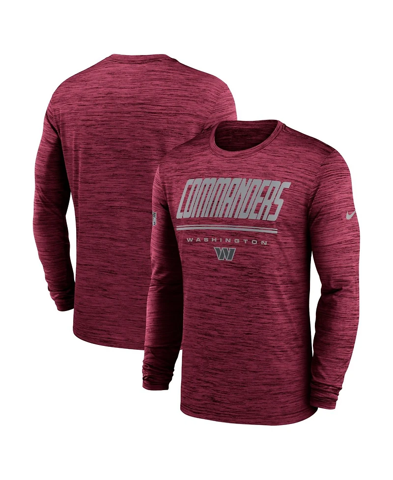 Nike Men's Burgundy Washington Commanders Sideline Offensive Transition Velocity Dri-fit Long Sleeve T-Shirt