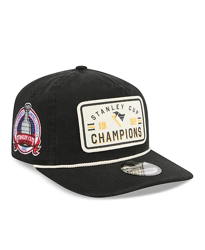 New Era Men's Black Pittsburgh Penguins Throwback Stanley Cup Champions Side Patch 19TWENTY Adjustable Hat