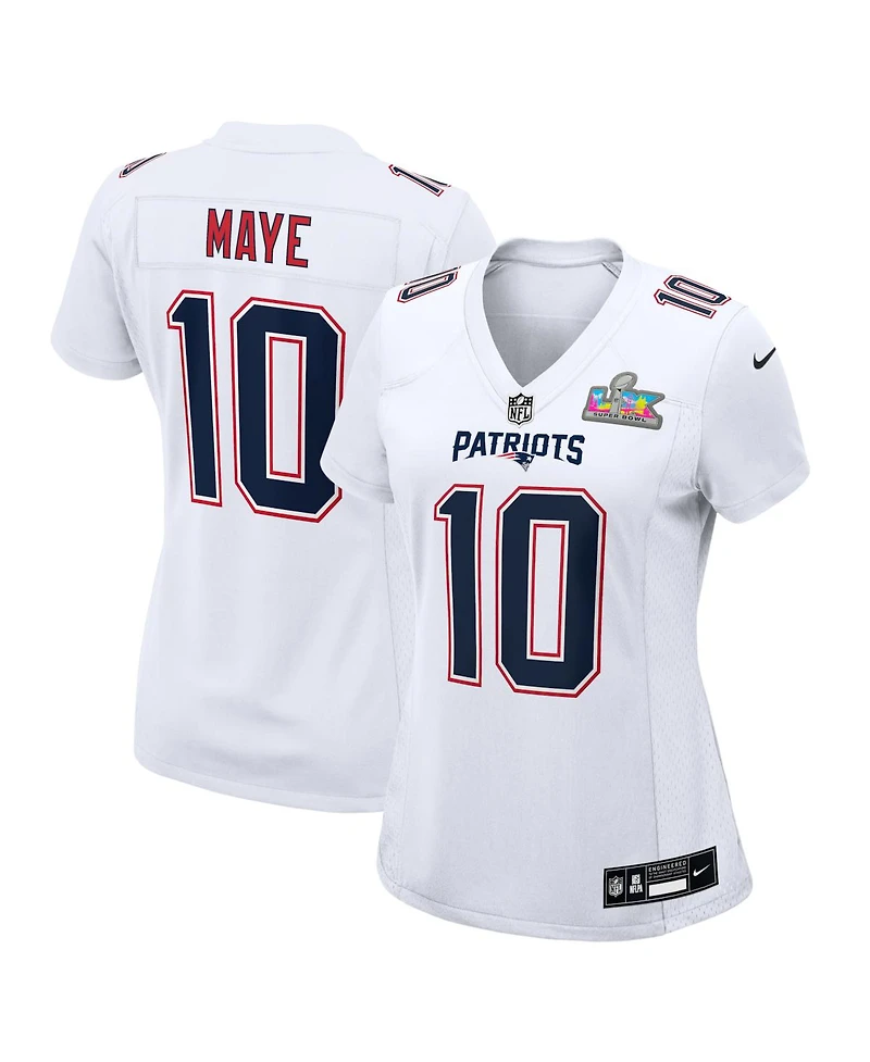 Nike Women's Drake Maye White New England Patriots Super Bowl Lx Patch Tundra Fashion Game Jersey