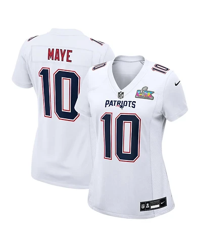 Nike Women's Drake Maye White New England Patriots Super Bowl Lx Patch Tundra Fashion Game Jersey