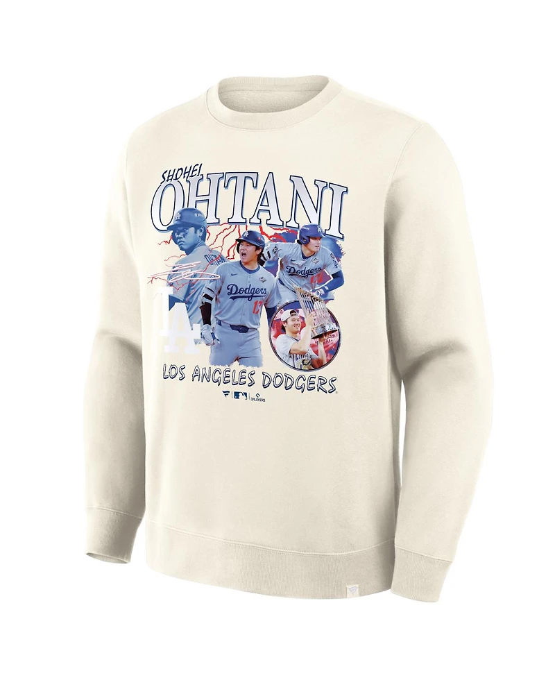 Fanatics Men's Shohei Ohtani Cream Los Angeles Dodgers Montage Legacy Sweatshirt