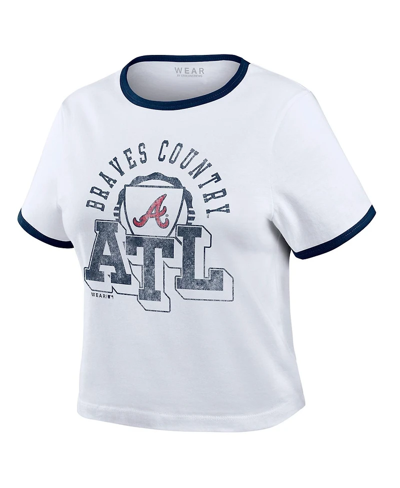 Wear by Erin Andrews Women's White Atlanta Braves Ringer Baby T-Shirt