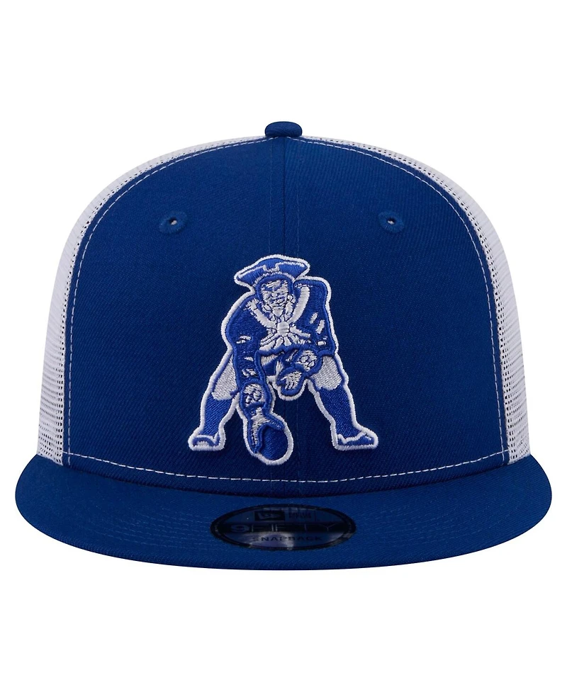 New Era Men's Royal New England Patriots Core Team 9FIFTY Trucker Snapback Hat