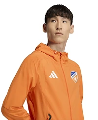 Adidas Men's Orange Fc Cincinnati Tiro Travel Full-Zip Hooded Windbreaker