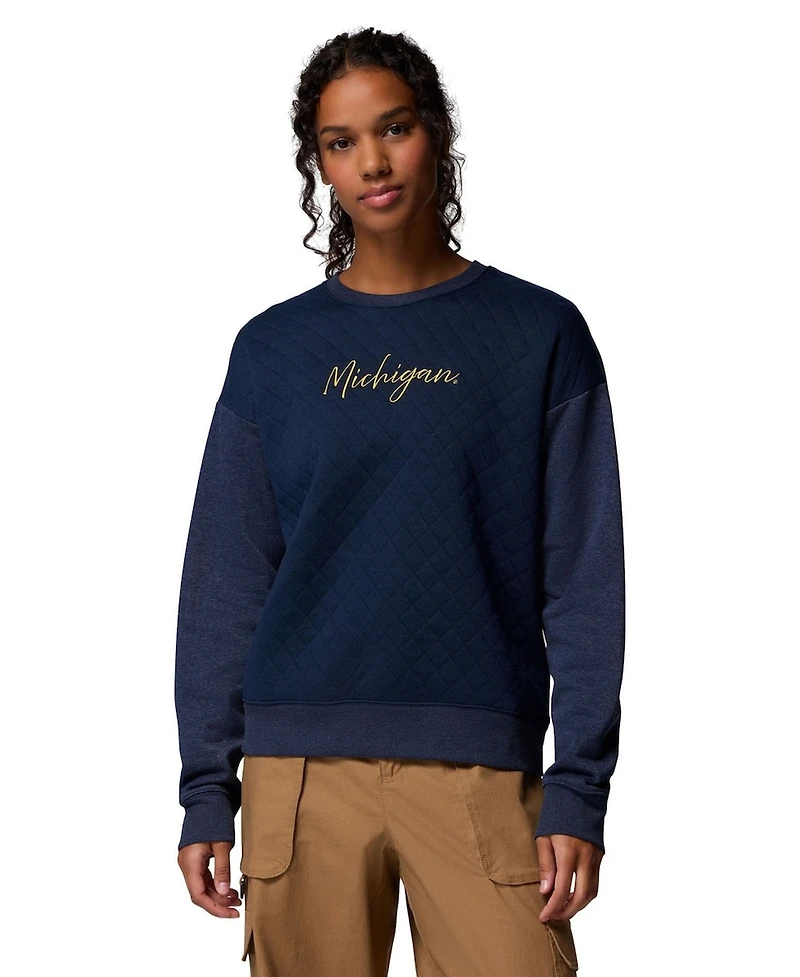 Columbia Women's Navy Michigan Wolverines Collegiate Hart Mountain Quilted Sweatshirt