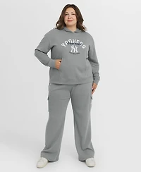 Wear by Erin Andrews Women's Gray New York Yankees Plus Waffle-Knit Long-Sleeve Hoodie Lounge Pant Set