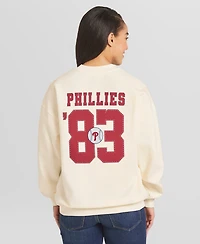 Wear by Erin Andrews Women's Cream Philadelphia Phillies Heavyweight Crew Neck Sweatshirt