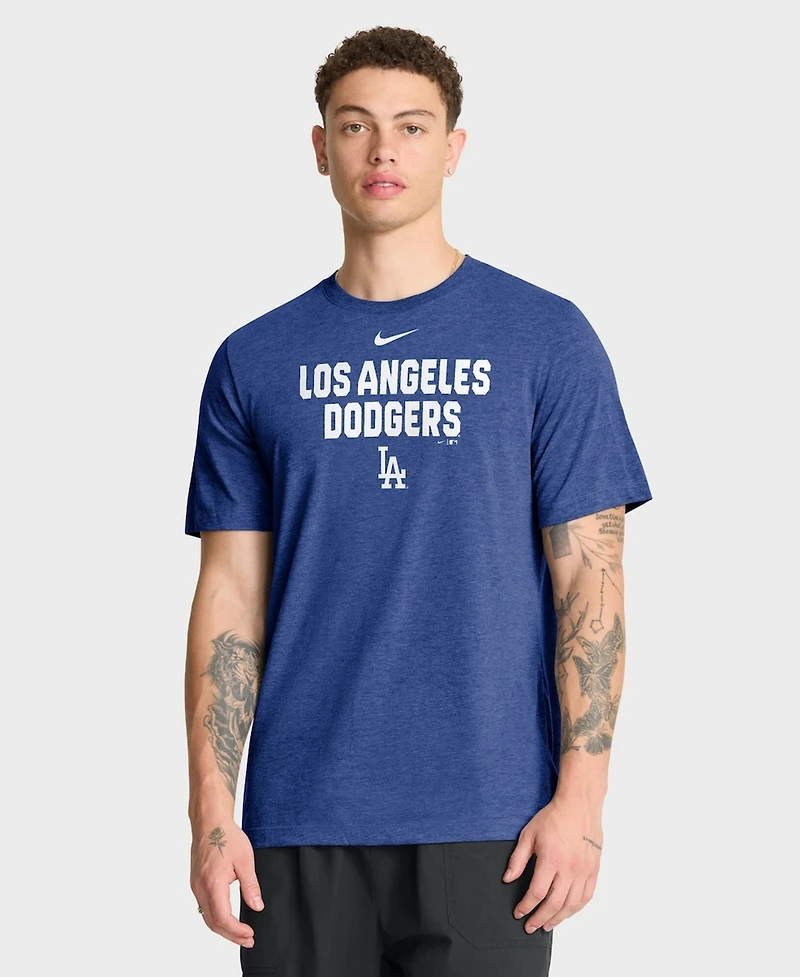 Nike Men's Heather Royal Los Angeles Dodgers Stacked Tri-Blend T-Shirt